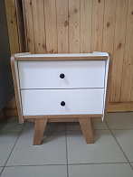 Тумба прикроватная "ВИНТАЖ 02" (32002), массив сосны, краситель - БЕЛЫЙ ЛАК/ БРАУН - Триус