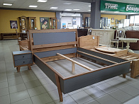 Кровать "ВИНТАЖ 160*200" (38160), массив сосны, краситель - СЕРЫЙ 7042/ БРАУН - Триус